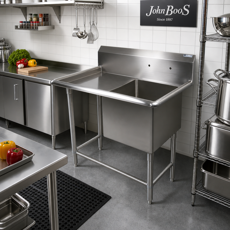 Product image #2 for John Boos Pro-Bowl 1-Compartment Sink with Left Drainboard, 52-3/16 Inch W x 29-1/2 Inch D x 44-1/16 Inch H