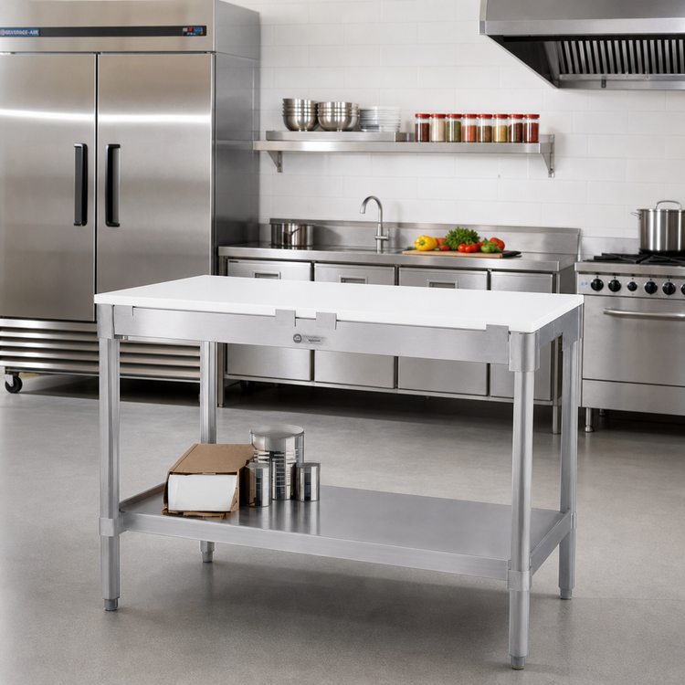 Product image #2 for New Age 60"W x 30"D Poly Top Work Table with Open Aluminum Base