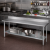 Thumbnail image #2 for Duke Stainless Steel Underbar Work Table with 5-Inch Riser and Galvanized Undershelf, 144 x 24 Inches