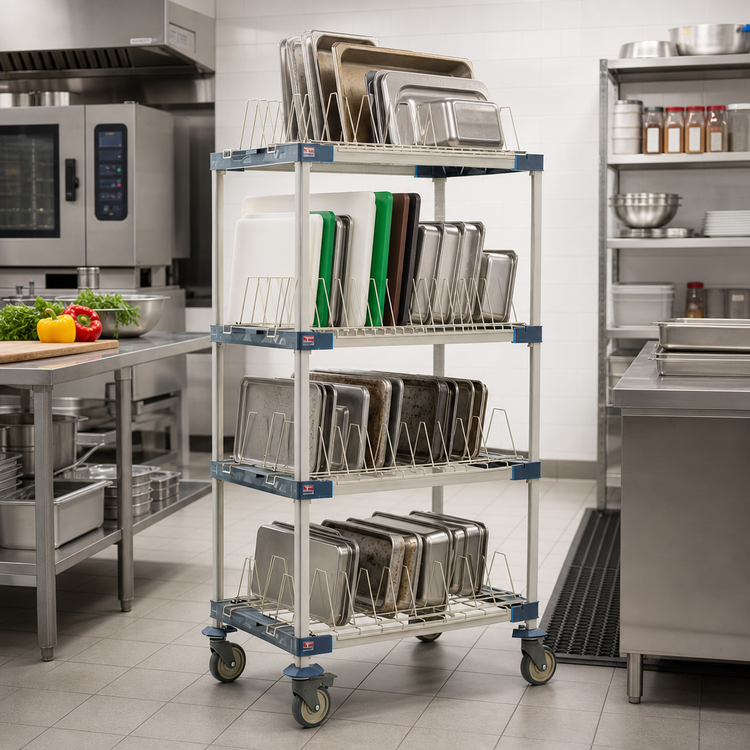 Product image #3 for MetroMax 4 36-Inch Wide 4-Tier Mobile Drying Rack Unit for Trays, Cutting Boards, Sheet Pans and Steam Pans
