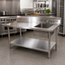 Thumbnail image #2 for John Boos 48-Inch Stainless Steel Sink Table With Right-Side Prep Sink, 5-Inch Backsplash, and Undershelf