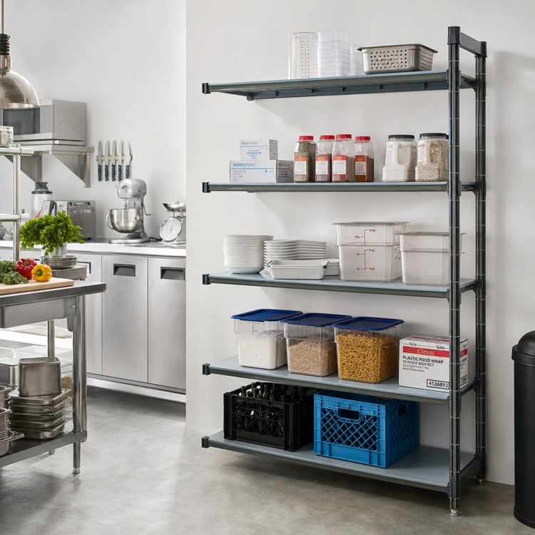 Product image #2 for Cambro Camshelving® Basics Plus 5-Tier Solid Add-On Polymer Shelving Unit, 21 x 48 x 84 Inches