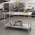 Thumbnail image #2 for Advance Tabco 108-Inch x 36-Inch 16-Gauge 304 Stainless Steel Work Table with Galvanized Undershelf