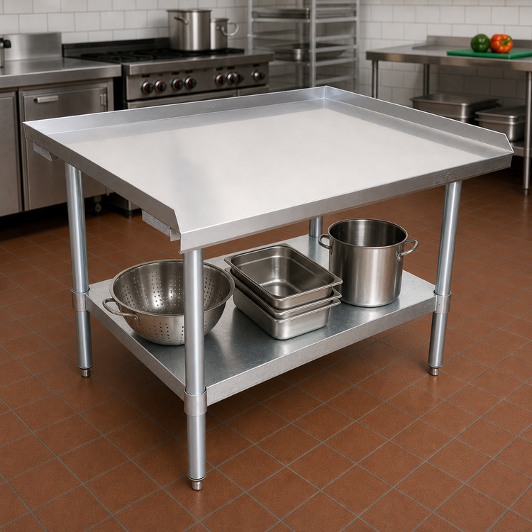 Product image #2 for BK Resources Economy Equipment Stand with Stainless Steel Top, Adjustable Galvanized Undershelf, 60 x 30 Inches