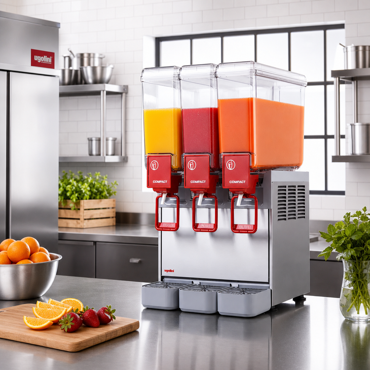 Product image #2 for Trento Ugolini Arctic Compact 3-Bowl Countertop Juice Dispenser, 2.1 Gallon Bowls