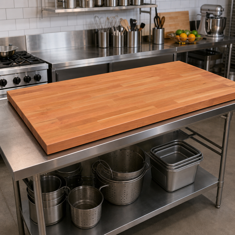 Product image #2 for 60 x 25 x 1-1/2 Inch American Cherry Blended Edge Grain Kitchen Countertop with Varnique Finish