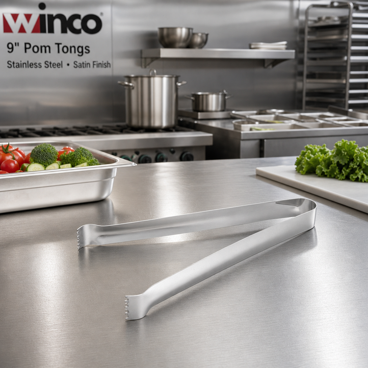 Product image #2 for Winco 9-Inch Stainless Steel Pom Tongs with Satin Finish
