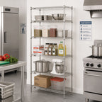 Thumbnail image #2 for Metro Super Erecta 5N317C Stationary Starter Wire Shelving Unit, 24"W x 18"D x 74"H, 5 Shelves, Chrome Finish