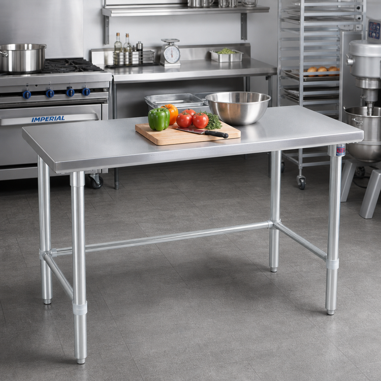 Product image #2 for John Boos Stallion 84 Inch x 24 Inch Stainless Steel Work Table with Safety Edge and Galvanized Open Base