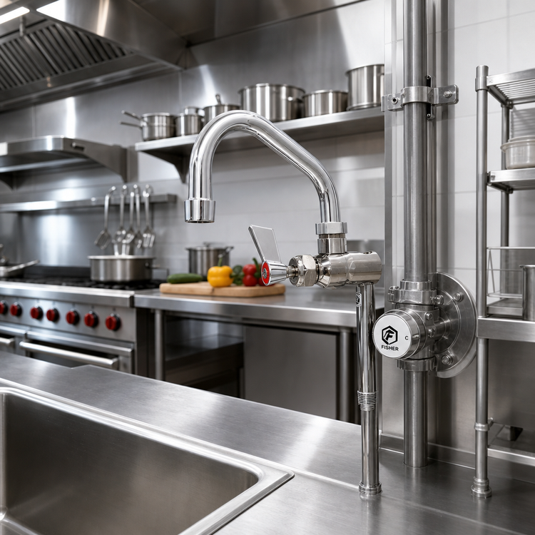 Product image #2 for Fisher Stainless Steel Add-On Faucet with 6-Inch Swing Spout for Rigid Control Valves