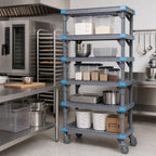 Thumbnail image #2 for Quantum Millenia QPM183086VS-5 5-Shelf Mobile Polymer Starter Shelving Unit, Gray, 30"W x 18"D x 86"H