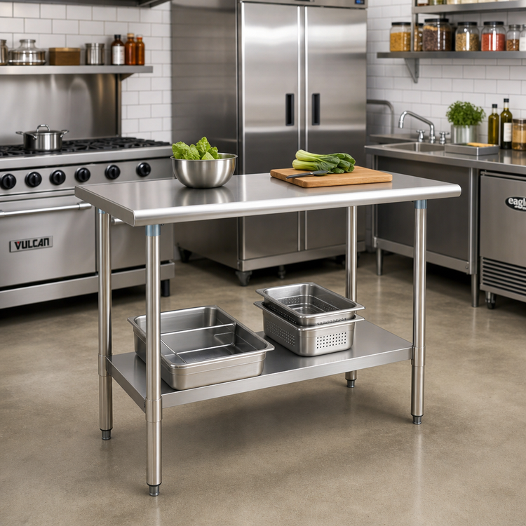 Product image #2 for Eagle Group Deluxe Series Stainless Steel Work Table with Adjustable Undershelf, 72W x 24D
