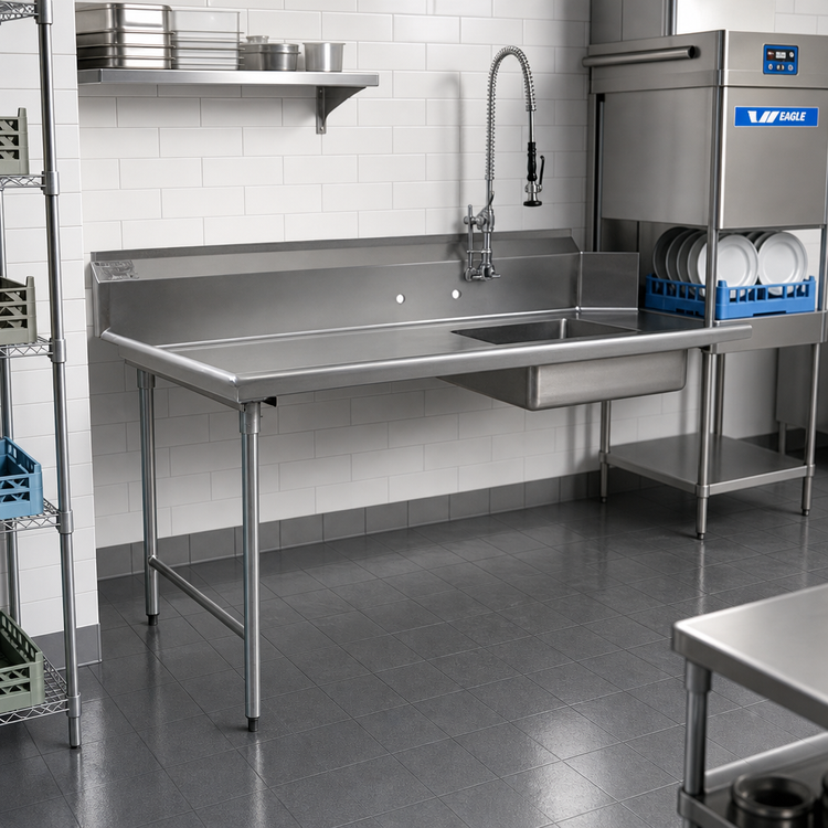 Product image #2 for Eagle Group BlendPort Straight Soiled Dishtable with Sink, Left-to-Right, 96-Inch, 16/300 Stainless Steel Top