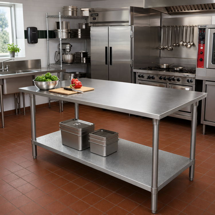 Product image #2 for Advance Tabco GLG-307 84-Inch x 30-Inch Flat Top Work Table with Galvanized Undershelf