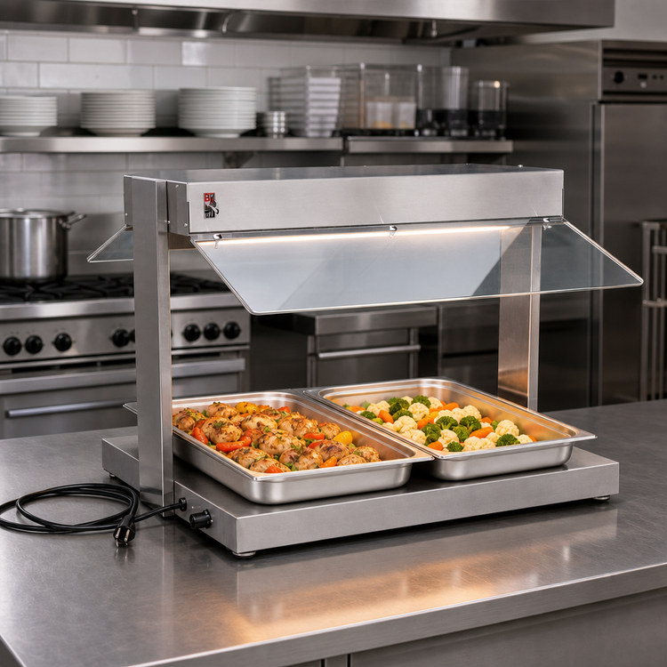Product image #2 for BK Resources 72 Inch Heated Base Buffet Warmer with Sneeze Guard and Display Light