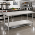 Thumbnail image #2 for Advance Tabco 72-Inch x 30-Inch 14-Gauge 304 Stainless Steel Work Table with Adjustable Undershelf