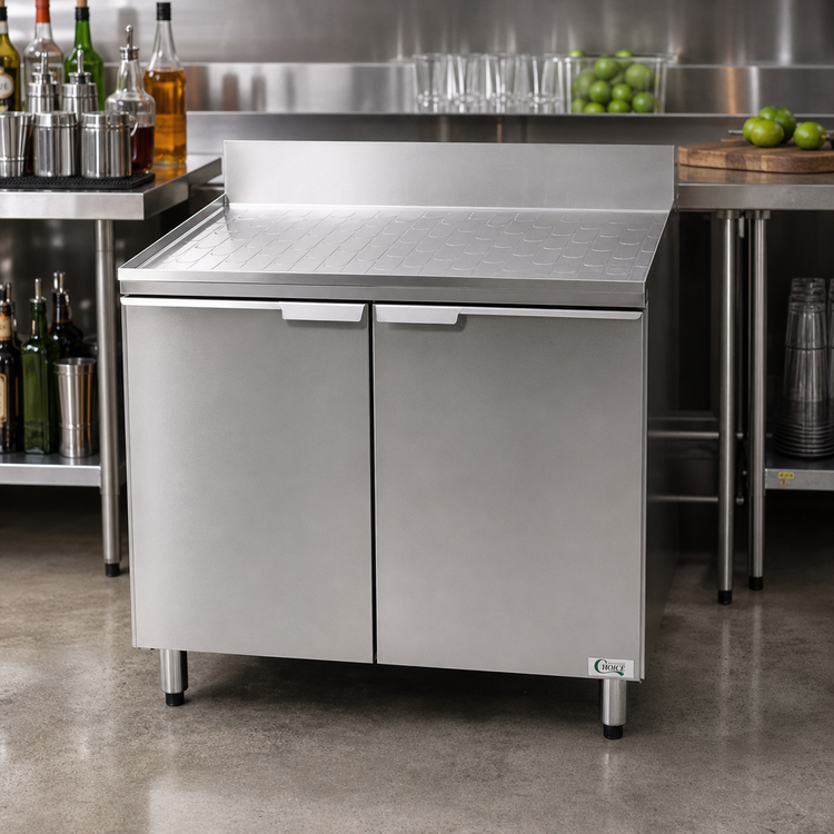 Product image #2 for CHOICE 42-Inch Stainless Steel Underbar Drainboard Cabinet Base with 2 Hinged Doors