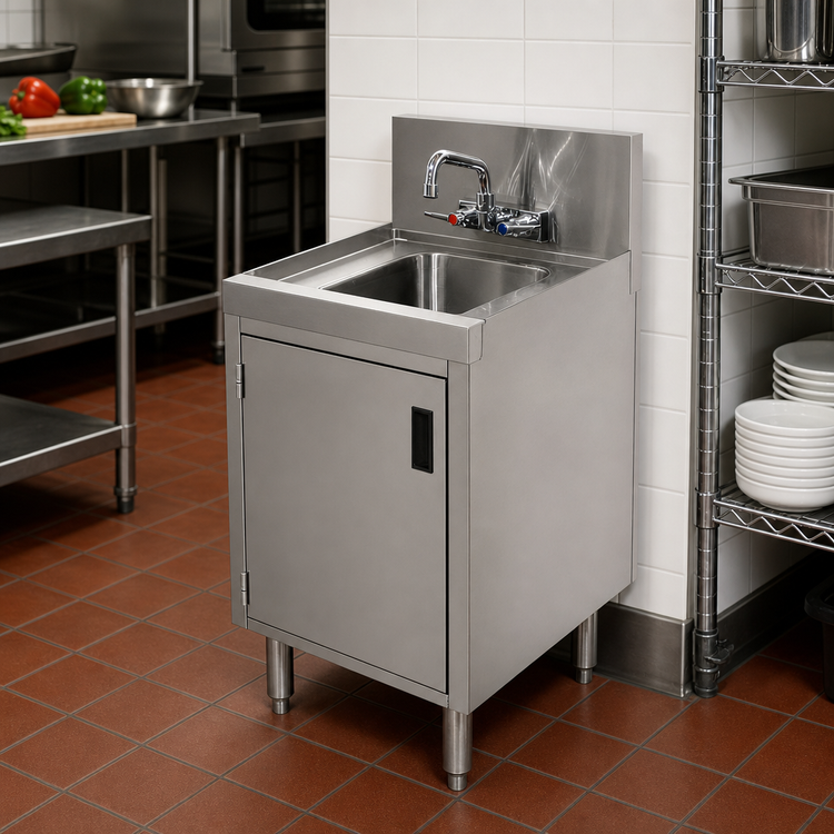 Product image #2 for Advance Tabco Prestige Supreme Underbar Stainless Steel Hand Sink with Cabinet Base and Faucet, 12 x 20 x 36 Inches