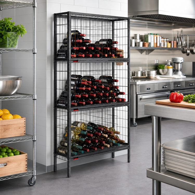 Product image #2 for Eagle Black 3-Tier Bulk Wine Storage Unit, 36 x 14 x 74 Inches, 180-Bottle Capacity