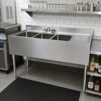 Thumbnail image #2 for BK Resources UB4-21-348RS 48-Inch Three-Compartment Stainless Steel Underbar Sink with Right Drainboard, Backsplash, and Faucet