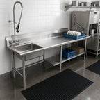 Thumbnail image #2 for Klinger's Trading SDT60L Left-to-Right Soiled Dish Table with 20 x 20-Inch Pre-Rinse Sink, 60 x 30-Inch, 16-Gauge Stainless Steel, 9-Inch Backsplash