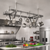 Thumbnail image #2 for Eagle Group 76-Inch Ceiling-Mounted Triple-Bar Stainless Steel Pot Rack with 21 Double-Pronged Hooks