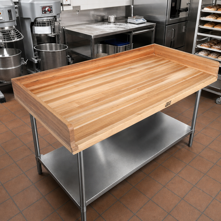 Product image #2 for BK Resources 72 Inch x 36 Inch Hard Maple Bakers' Table Replacement Top with 4 Inch Coved Risers
