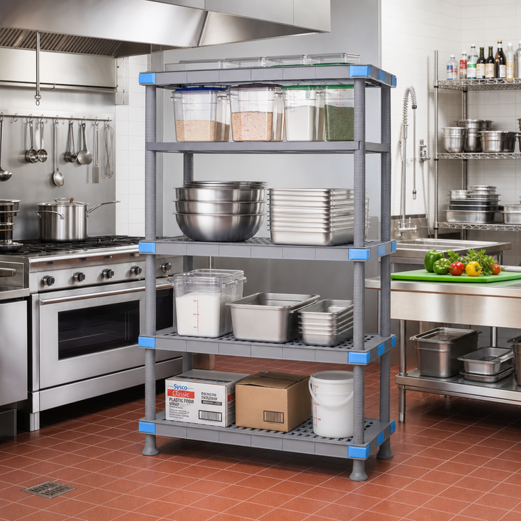 Product image #2 for Millenia 4-Shelf Polymer Stationary Starter Shelving Unit, 36W x 24D x 86H, Gray
