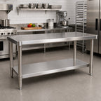 Thumbnail image #2 for John Boos SSK6-2448 Commercial Work Table Undershelf, 48"W x 24"D, 16-Gauge 300 Series Stainless Steel, NSF