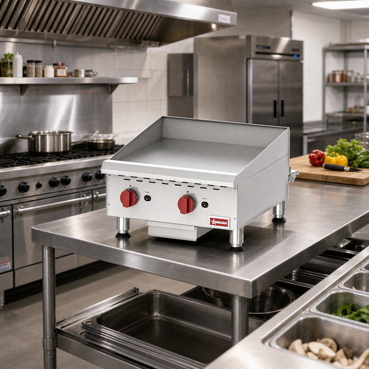 Product image #2 for Omcan USA 24-Inch Countertop Gas Griddle with 3/4-Inch Smooth Steel Plate, 60,000 BTU