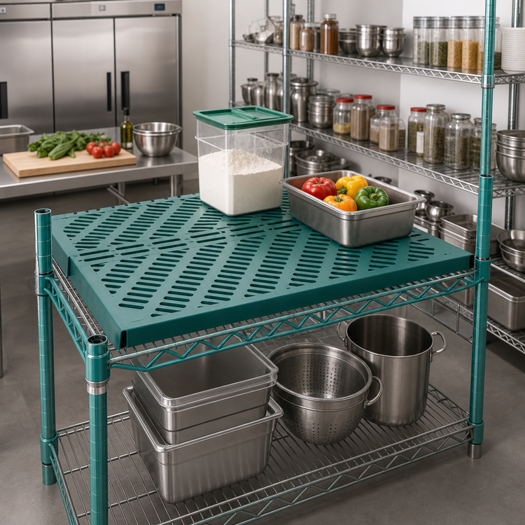 Product image #2 for Eagle Group QuadPlus 54-Inch x 24-Inch Louvered Polymer Shelf Mat with MICROGARD Antimicrobial Protection