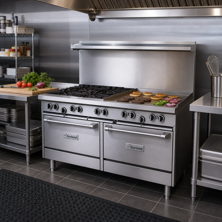 Product image #2 for Garland US Range U Series 60-Inch Gas Restaurant Range with 2 Open Burners, 48-Inch Griddle, Standard Oven and Storage Base