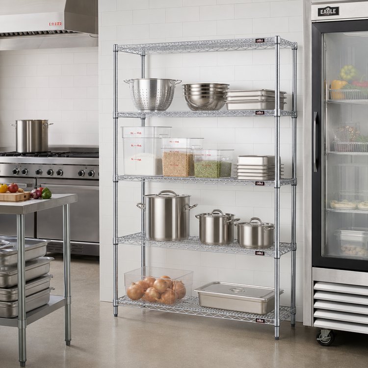 Product image #2 for EAGLEbrite 4-Tier Starter Wire Shelving Unit, 30 x 18 x 74 Inches, Zinc Finish