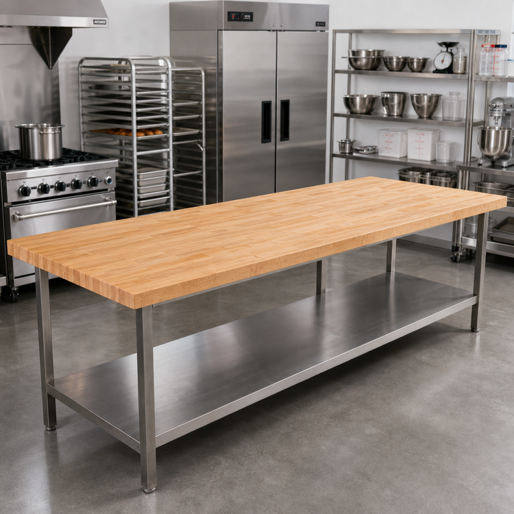 Product image #2 for John Boos 144-Inch x 36-Inch Edge Grain Laminated Northern Hard Rock Maple Bakers' Table Top, 1-3/4-Inch Thick, Penetrating Oil Finish