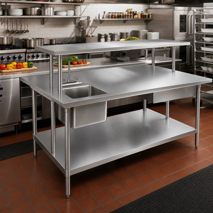Product image #2 for Advance Tabco 72" x 48" 14-Gauge 304 Stainless Steel Commercial Work Table with Open Base