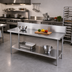 Thumbnail image #2 for Advance Tabco 72-Inch W x 30-Inch D 14-Gauge 304 Stainless Steel Work Table with 10-Inch Backsplash and Undershelf