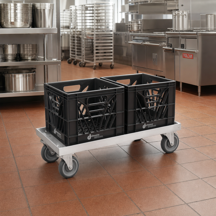 Product image #3 for Channel Manufacturing Double Wide Aluminum Glass Rack / Milk Crate Dolly for Two 13 x 13 Crates