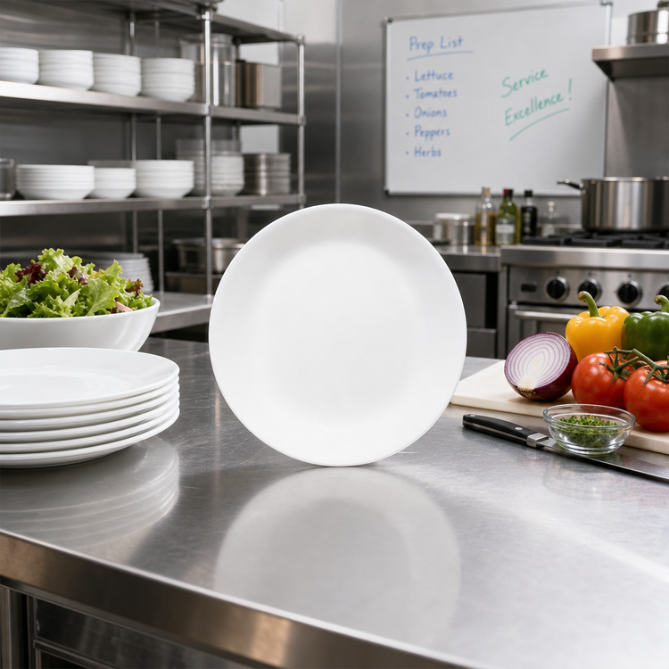 Product image #2 for Corelle Essentials Round Vitrelle Glass Salad Plate, 8-1/2 Inch, White