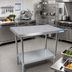 Thumbnail image #2 for BK Resources 60 Inch x 30 Inch 18 Gauge 430 Stainless Steel Flat Top Work Table with Galvanized Undershelf