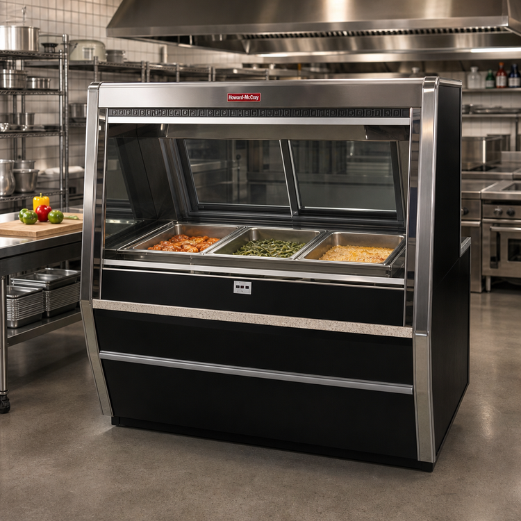 Product image #2 for Howard-McCray 40E Series 52-1/2-Inch Full-Service Hot Food Case, 3 Wells, Black Exterior