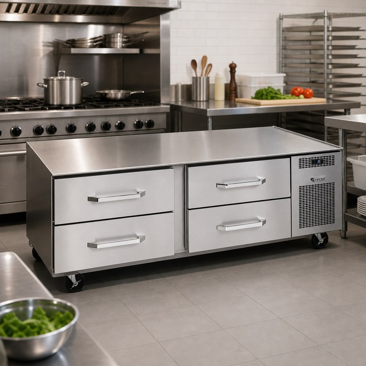 Product image #2 for Randell 53-Inch Refrigerated Chef Base Equipment Stand with 2 Drawers, Right-Side Self-Contained R290 Refrigeration