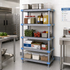 Thumbnail image #2 for Quantum Millenia QP216074SS-5 5-Shelf Solid Polymer Shelving Starter Unit with Dunnage Stand, 60W x 21D x 74H, Gray