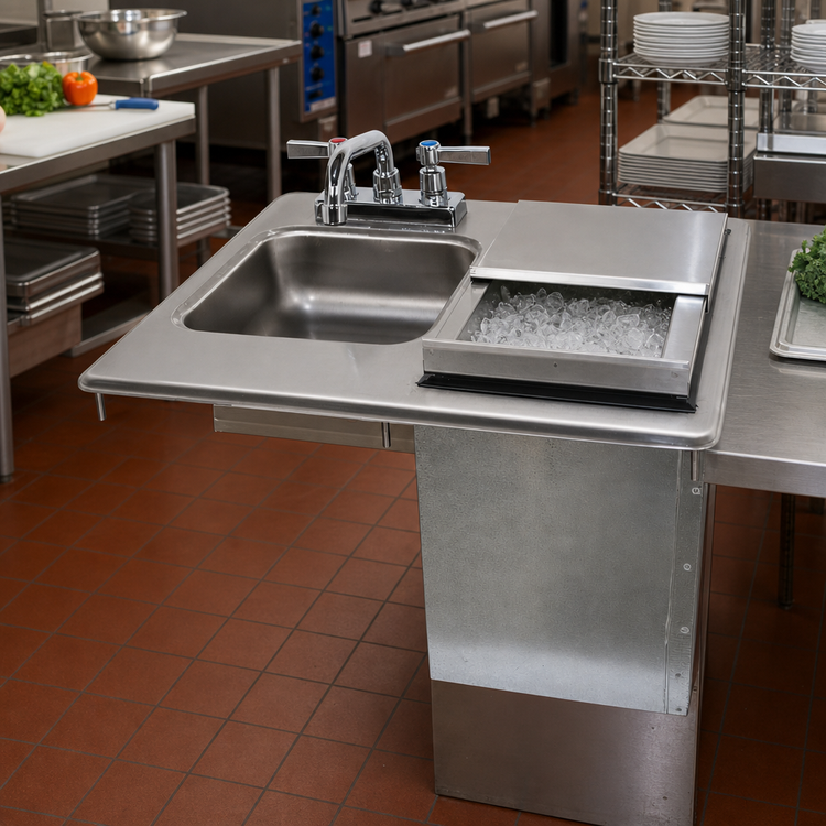 Product image #2 for Advance Tabco Special Value Series Drop-In Hand Sink with Insulated Ice Bin and Sliding Stainless Steel Cover