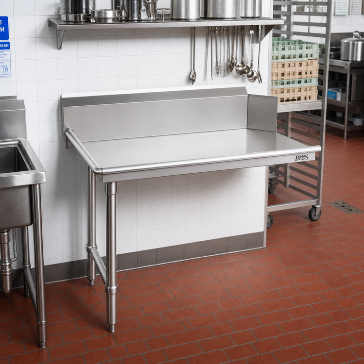 Product image #2 for John Boos 36 Inch Clean Straight Stainless Steel Dish Table with 10 Inch Backsplash, Right-to-Left Operation