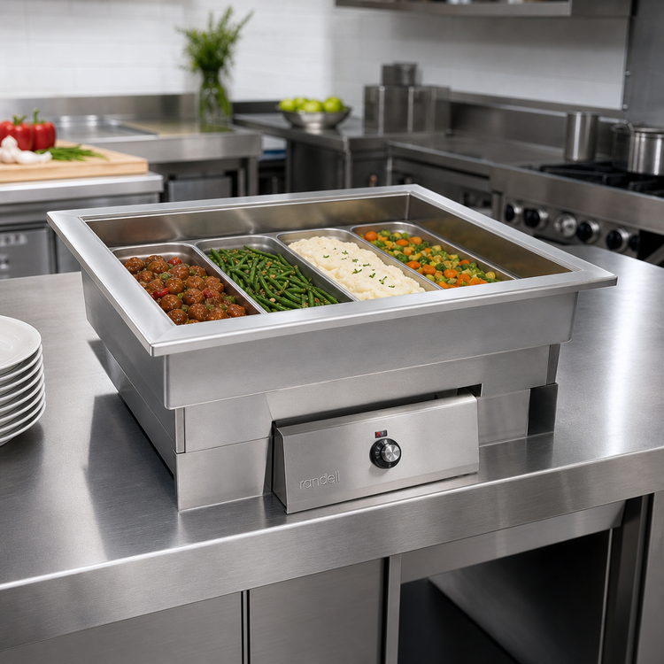 Product image #2 for Randell 9570-4 Drop-In Electric Hot Food Well, 4-Pan Wet Bain-Marie, 6 kW