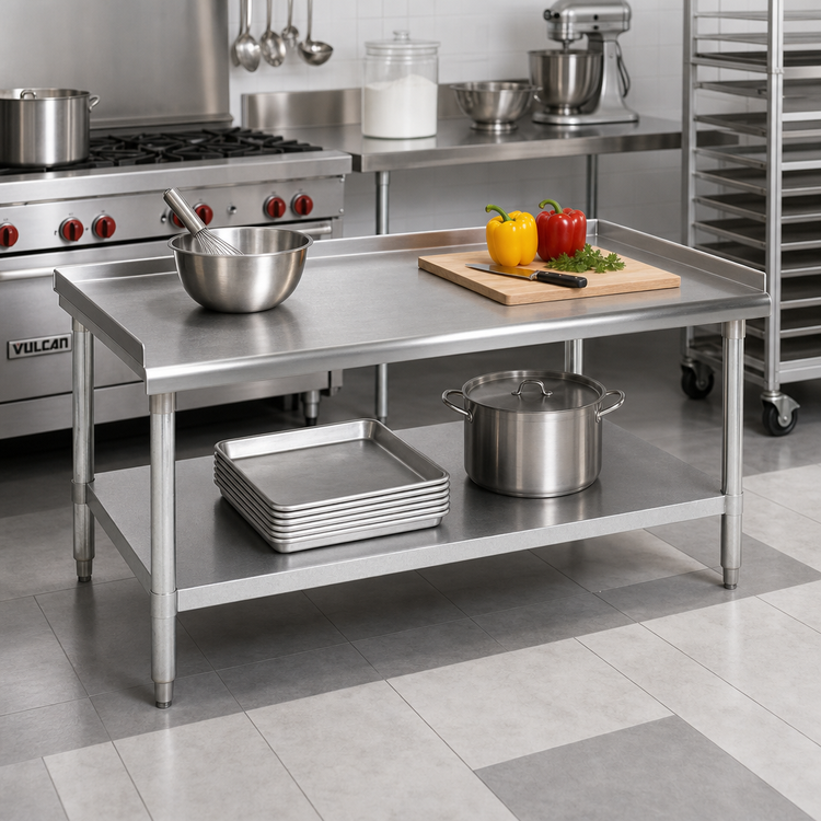 Product image #2 for John Boos Stainless Steel Equipment Stand with Upturned Sides and Adjustable Undershelf, 24 x 36 x 24 Inches