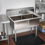 Thumbnail image #2 for John Boos E2S8-18-12 2-Compartment Stainless Steel Sink, 41 x 23-1/2 x 43-3/4 Inches, 12-Inch Deep Bowls, Galvanized Legs, No Drainboards