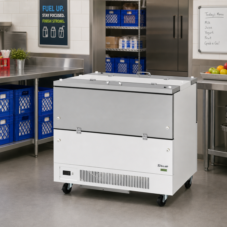 Product image #2 for Turbo Air Super Deluxe Dual Access Cold Wall School Milk Cooler Cart, 18.3 Cu. Ft., 12 Crate Capacity