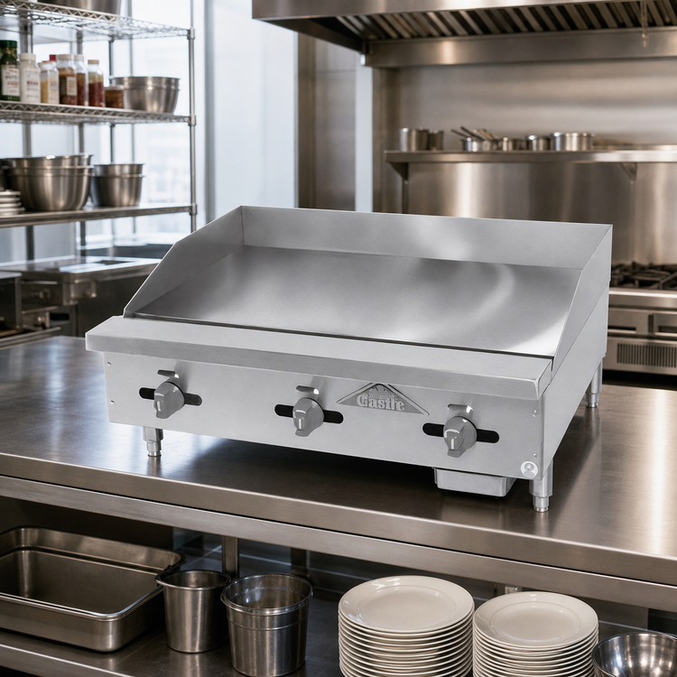 Product image #2 for Comstock-Castle Diner Series 60-Inch Countertop Gas Griddle with 30-Inch Deep 3/4-Inch Polished Steel Plate