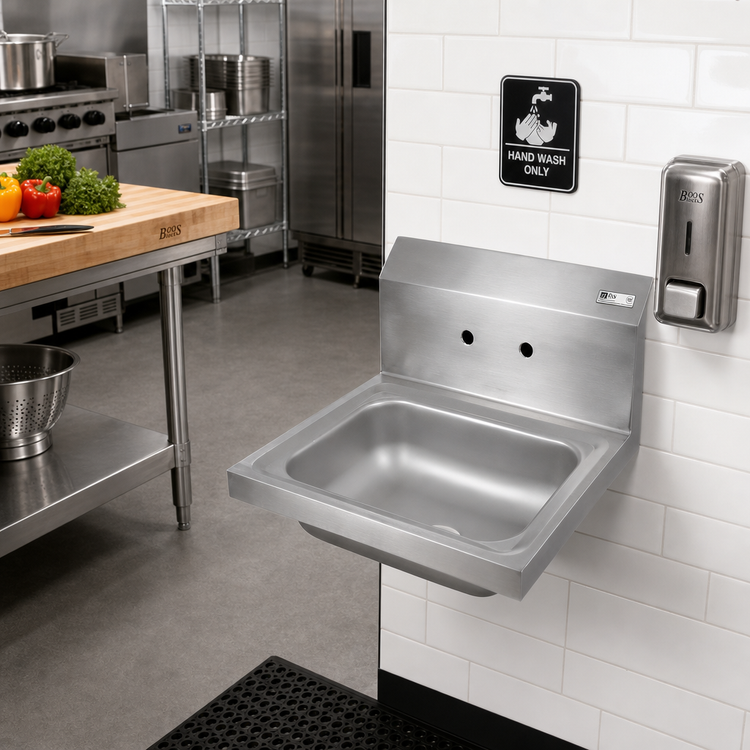 Product image #2 for John Boos Pro-Bowl Wall-Mount Stainless Steel Hand Sink with 14 x 10 x 5 Inch Bowl